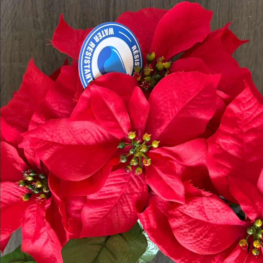 Red Poinsettia Holiday Stem
